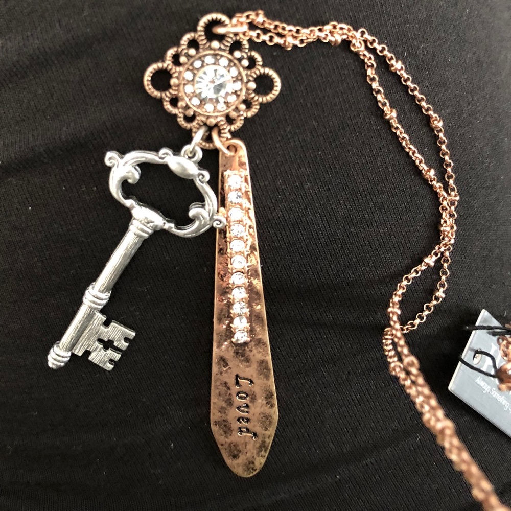 Silver,Gold, & Copper Necklace “Loved”